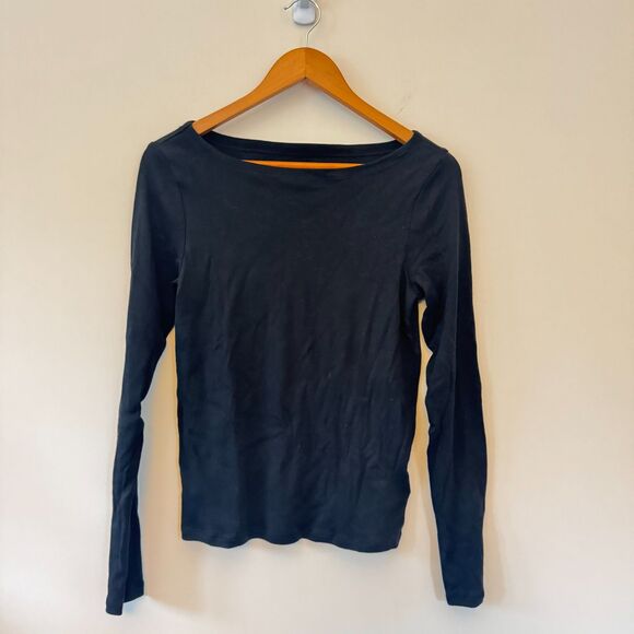 GAP Tops - Gap "Favorite Tee" Women's Black Boat Neck Long Sleeve Shirt Size M